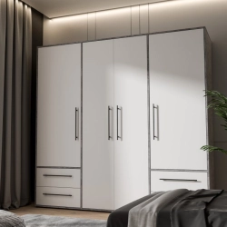 Szafa przesuwna na ubrania 200 cm  Kolor  Beton/Biały